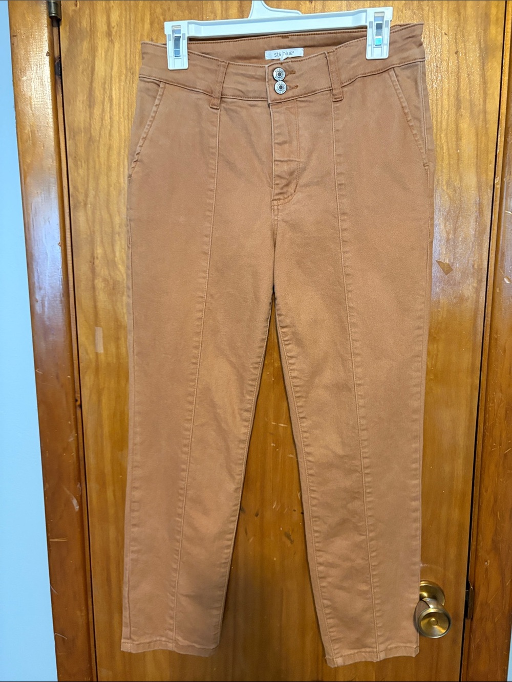STS Blue Caroline Women's High-Rise Straight Leg Jeans in Rust Brown - Size 30